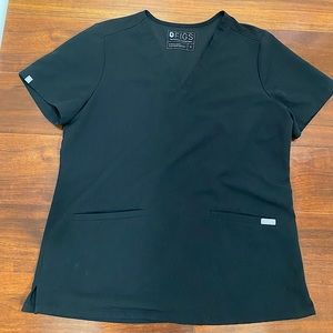 FIGS Black Casma three pocket Scrub Top